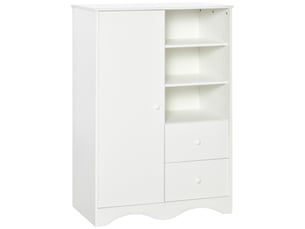 Armoire avec porte, 5 étagères, 3 niches, 2 tiroirs, meuble de rangement blanc pour chambre, salon, bureau