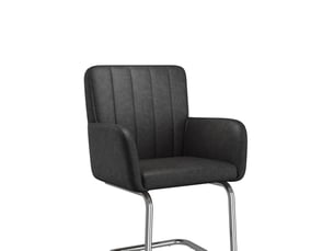 Lot de 6 chaises de salle à manger avec accoudoirs, revêtement en polyuréthane noir et pieds en métal