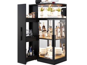Vitrine coloris noir 2 étagère(s) <strong>MODFU</strong> <strong></strong> - 64 cmx112 cm