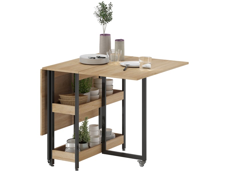 Table à manger pliable, table de cuisine panneau de particules chêne 133.4x80x75cm  - Conforama A