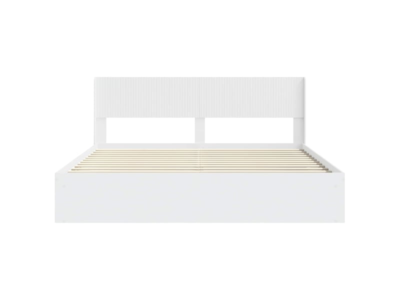  Lit double- lit adulte -  cadre de lit avec rangement et tête de lit blanc 200 x 200 cm  - Conforama D