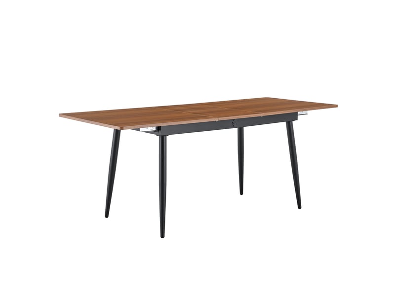  Table à manger, 6 à 8 places style industriel et foncé pour 8 personnes, plateau mdf, piètement métal, coloris marron  - Conforama A