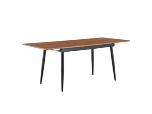 Table à manger, 6 à 8 places style industriel et foncé pour 8 personnes, plateau mdf, piètement métal, coloris marron