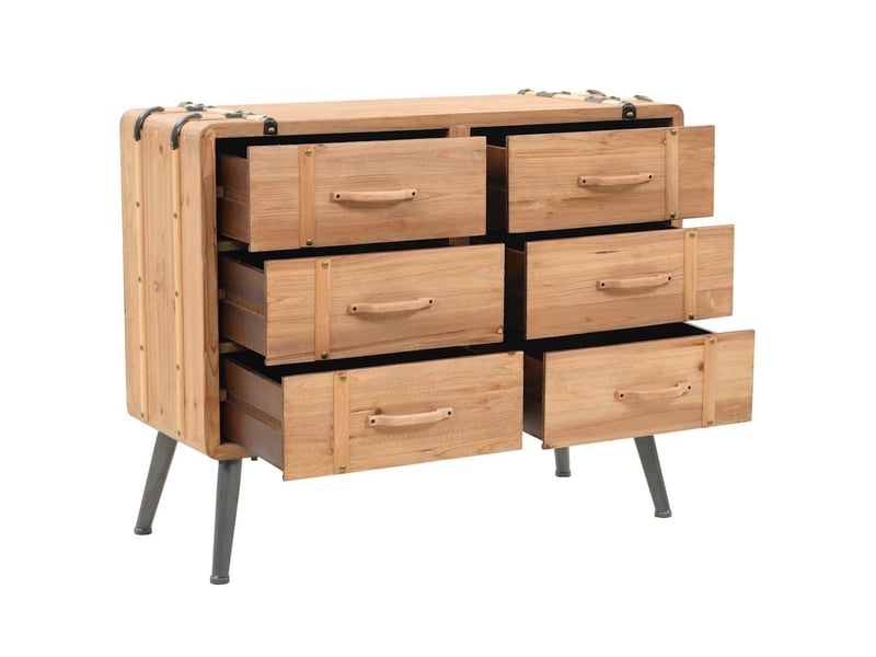  Armoire de rangement bureau, armoire à tiroirs bois de sapin massif 91x35x73 cm  - Conforama E