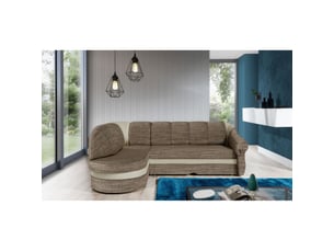 Canapé d'angle gauche fixe <strong></strong> <strong></strong> 3 places Polyester beige avec coffre de rangement