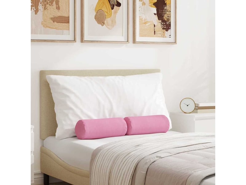 Lot de 2 coussins d'accent, coussins décoratifs, coussins lombaires tissu rose ø 15 x 40 cm cf56704 - Conforama B