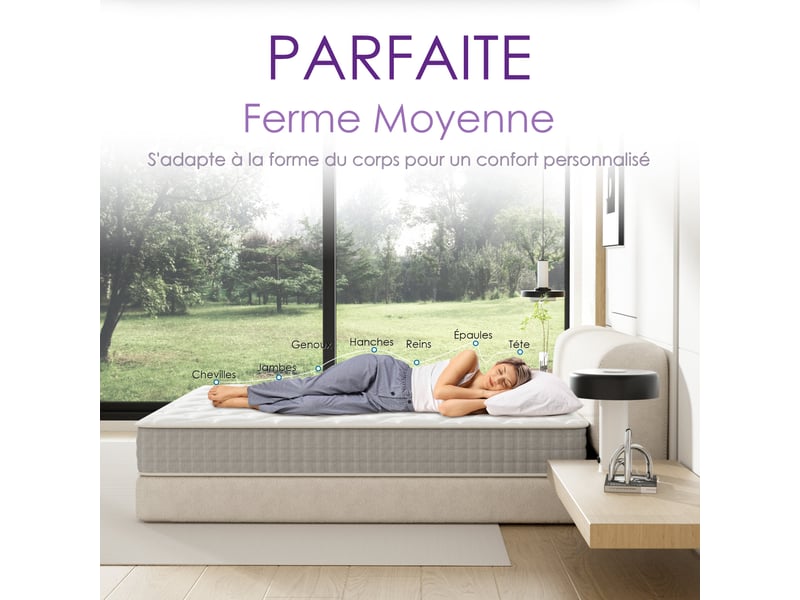  Ensemble matelas ressorts 160x200 cm epaisseur 20 cm + sommier déco  - Conforama D