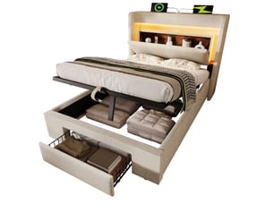 Lit coffre 90x200 cm HAUSS SPOLE   coloris beige