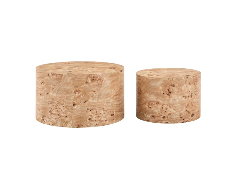 Lot de 2 tables basses gigognes avec rangement ø62.8x35 cm et ø44x26 cm en mdf coloris naturel  - Conforama A