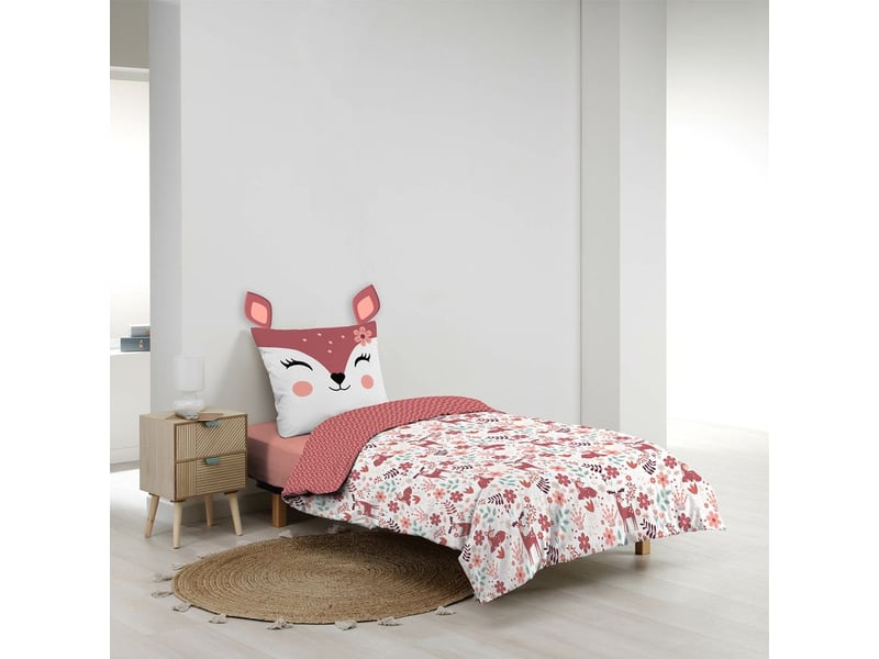  Housse de couette enfant réversible 140x200 cm –  coton – motif faon bichette – 42 fils  - Conforama D