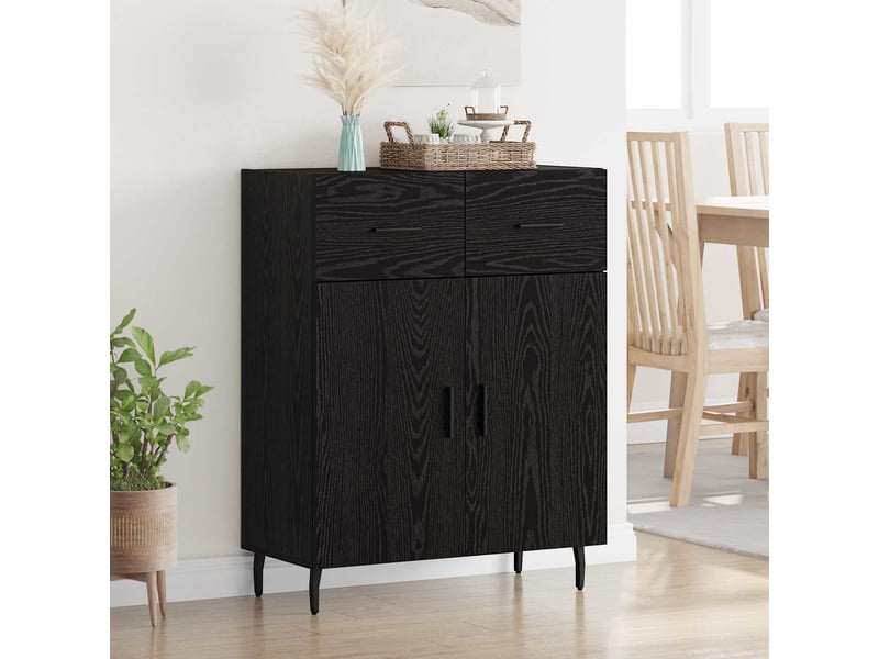 Buffet - bahut - meuble de rangement chêne noir 69,5 x 34 x 90 cm bois d'ingénierie  - Conforama B