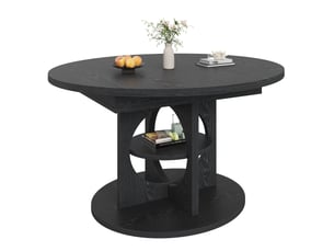 110–150 noir table à manger extensible avec rangement, design moderne, structure fonctionnelle pour cuisine et salle à manger