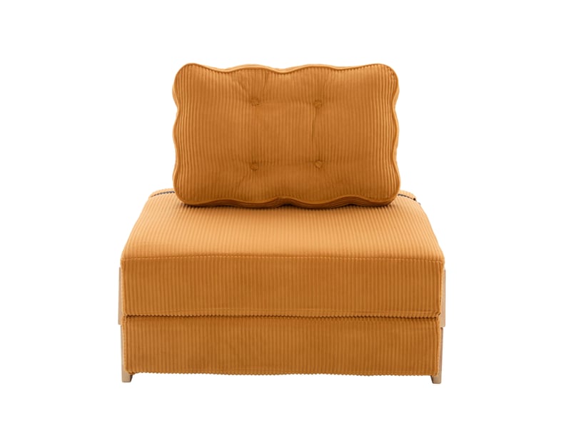  Fauteuil convertible 1 place en velours côtelé orange 90 x 170 cm evryae  - Conforama A