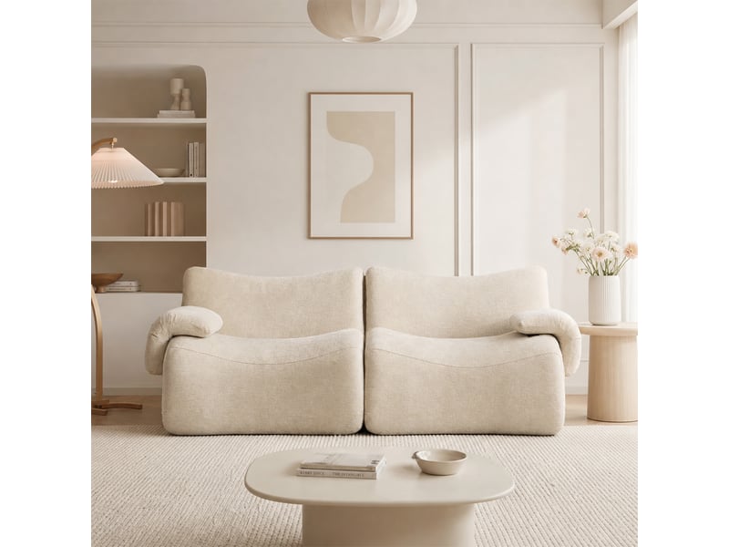  Canapé 2 places, revêtement en tissu chenille, sans assemblage, kaki  - Conforama D