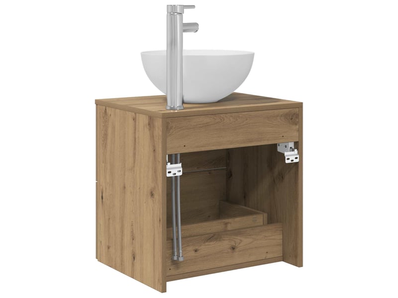  Meuble lavabo mural, meuble de rangement chêne artisanal 49.5x35x63 cm  - Conforama E