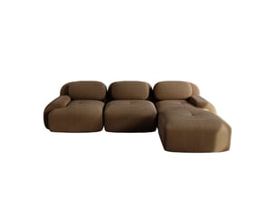 Canapé d'angle ulevr modulable 3 places sans montage, 298 x 178 cm, velours côtelé marron, mousse 32d