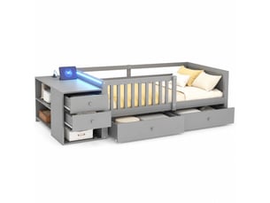 Lit avec rangement 90x200 cm KOVIEA   coloris gris