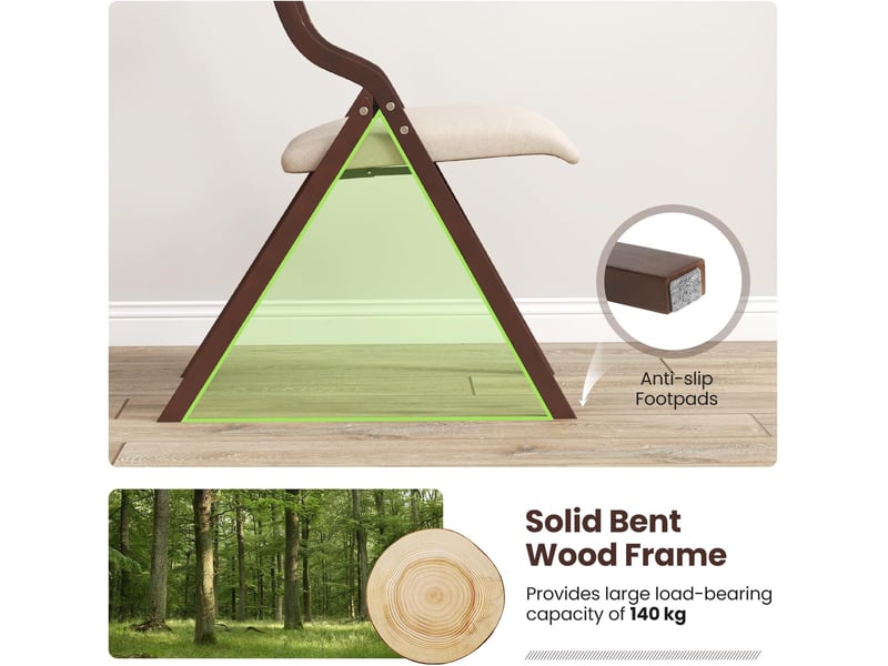 Ensemble de 2 chaises de salle à manger pliantes, chaises de table en bois avec siège rembourré, dossier en tissu de lin (marron)  - Conforama E