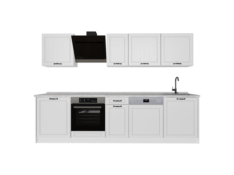 Vicco cuisine, blanc campagneblanc, 280cm plan de travail marbre - Conforama A