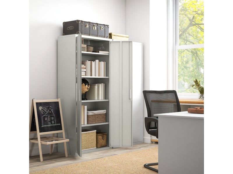  Classeur, armoire de bureau, 5 étagères, métal, 80 cm (l) x 40 cm (p) x 180 cm (h), blanc  - Conforama C