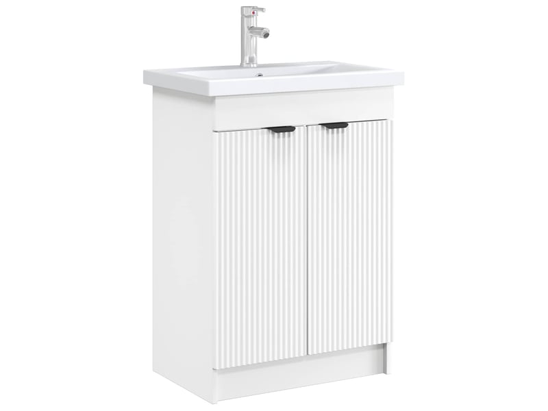 Armoire sous évier de salle de bain, meuble de rangement blanc 56x37.5x81 cm shl1184  - Conforama C
