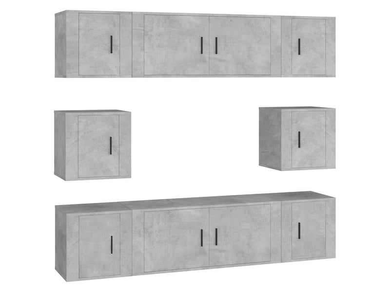  Ensemble de meubles tv 8 pcs gris béton bois d'ingénierie shl43948  - Conforama A