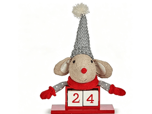Calendrier de l’avent krist+ souris blanc rouge gris crème 20 x 11 x 20 cm (8 unités)
