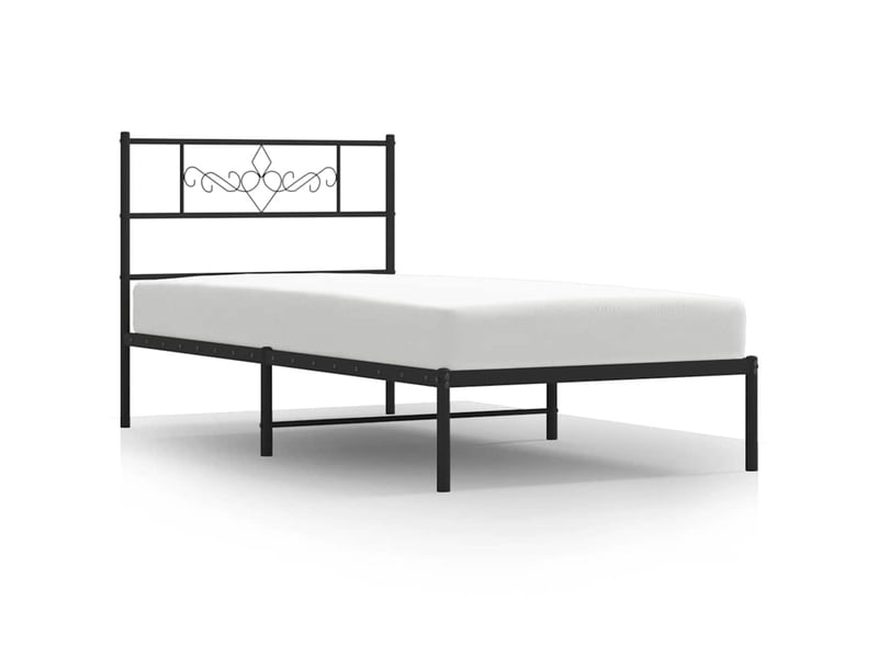  Lit simple- lit adulte -  cadre de lit métal sans matelas avec tête de lit noir 100x200cm  - Conforama A
