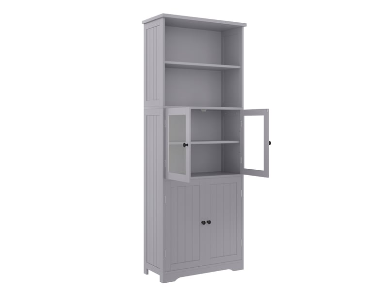  Meuble colonne de salle de bain 57,4x28,5x160 cm en mdf gris avec rangements  - Conforama E