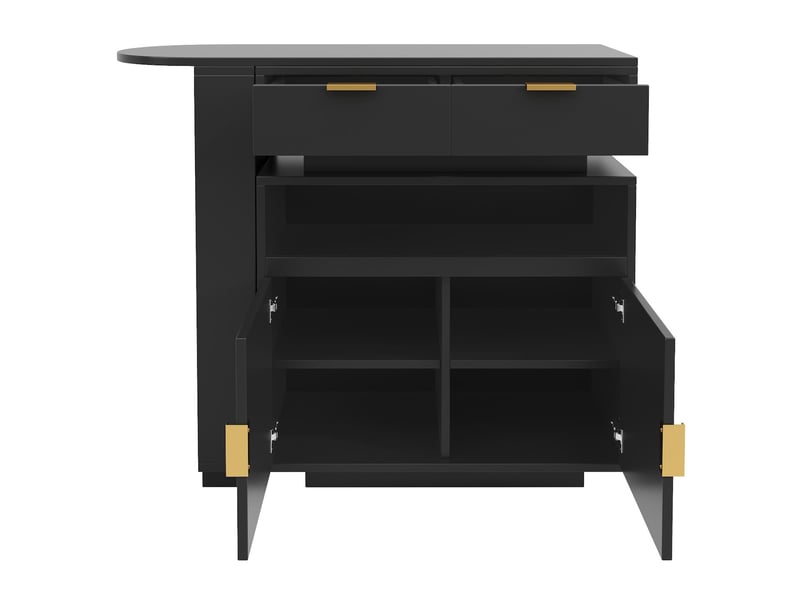  Table de bar extensible avec rangements et led en mdf noir 115-183x40x99,5 cm - pangivo  - Conforama A