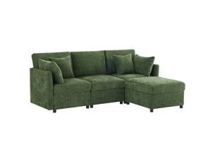 Canapé d'angle gauche convertible <strong></strong> <strong></strong> 4 places Tissu vert