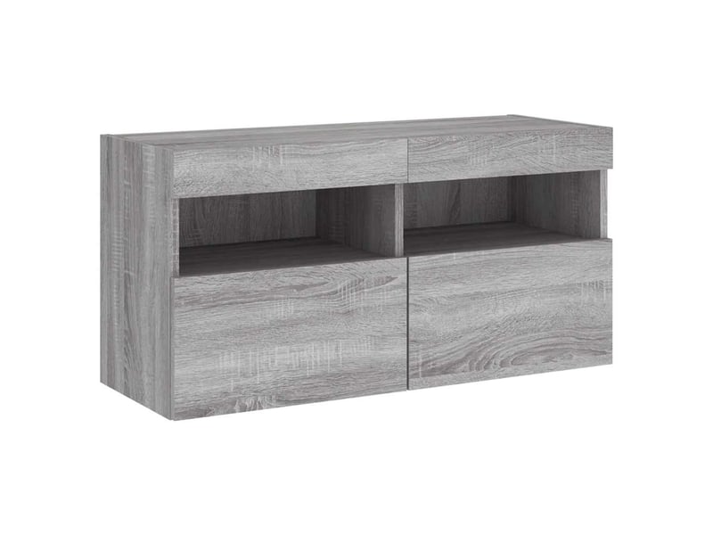 Meuble tv - banc tv - meuble de rangement mural avec lumières led sonoma gris 80x30x40 cm - Conforama C