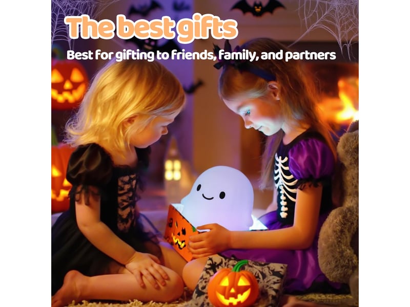  Veilleuse fantôme halloween pour chambre d’enfant, lampe moelleuse rechargeable usb avec minuterie  - Conforama E