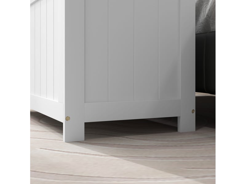  Coffre de rangement avec couvercle et poignées 81 x 40 x 46 cm blanc cravdom  - Conforama D