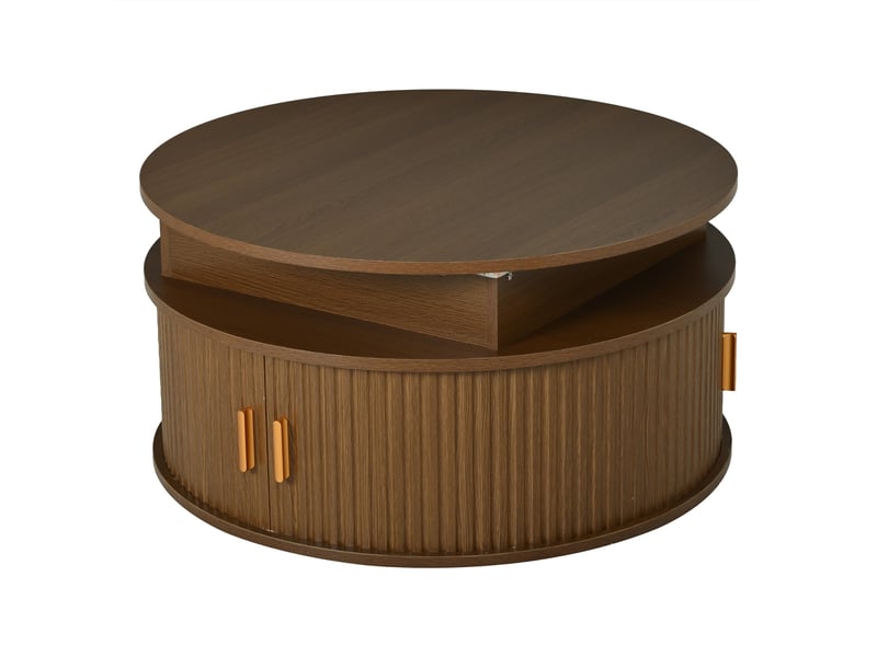  Table basse ronde relevable led avec rangements, effet noyer – ø 75 cm IKSETERA TRADING LTD - Conforama A