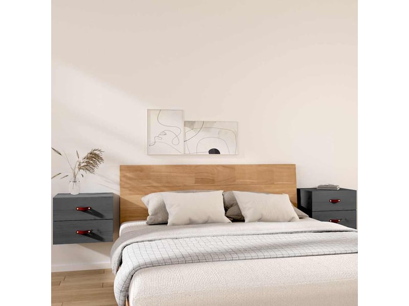  Lot de 2 table de chevet murales, table d'appoint gris 50x36x40 cm  - Conforama B