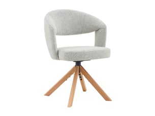 Lot de 2 chaises pivotantes 81,5 cm, couleur bois+gris clair, tissu, pour salle à manger, dossier incurvé, pivotement à 360°