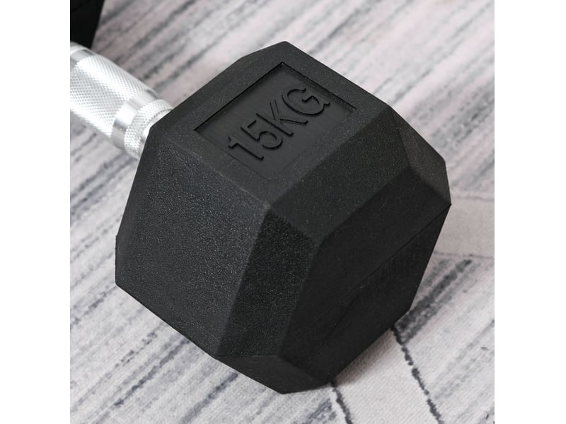  Haltère hexagonal 15 kg 15,5x15,5x33,6 cm anti-roulement métal noir  - Conforama C