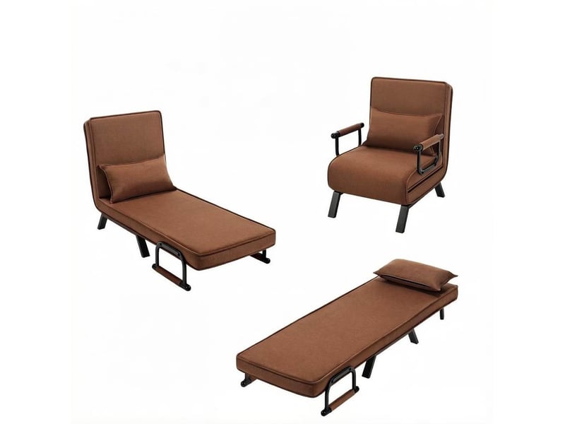  Fauteuil-lit convertible 3 en 1 marron, dossier réglable sur 5 positions, 150 kg  - Conforama A