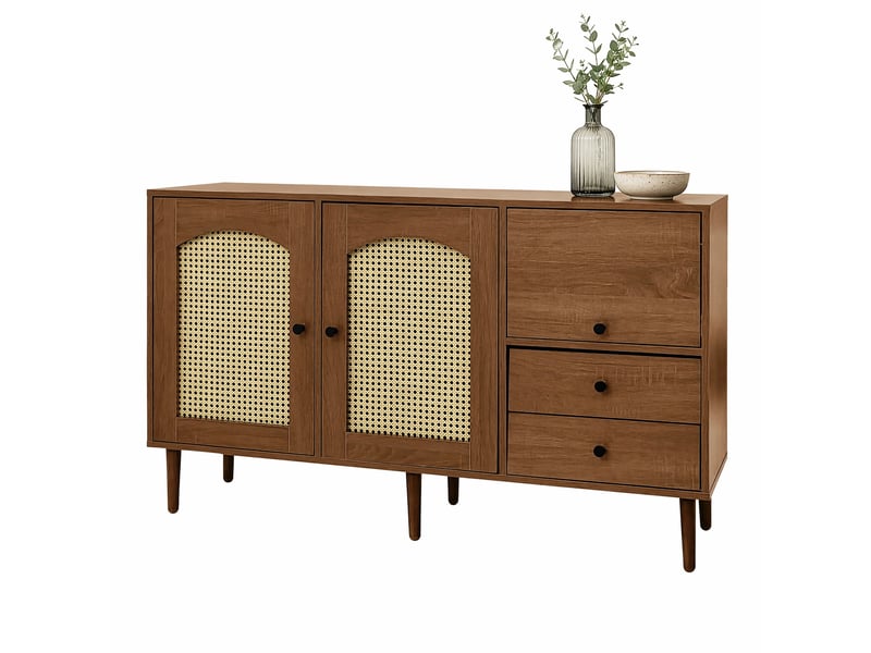  Buffet 130x40x75,5 cm style campagne, panneau de particules, couleur bois  - Conforama A