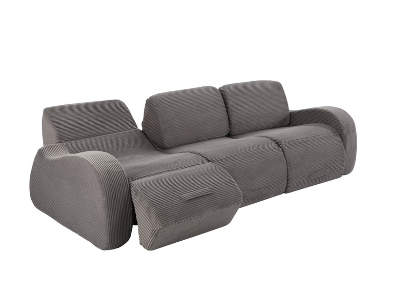 Canapé modulable convertible 3 places en velours côtelé gris - Conforama A