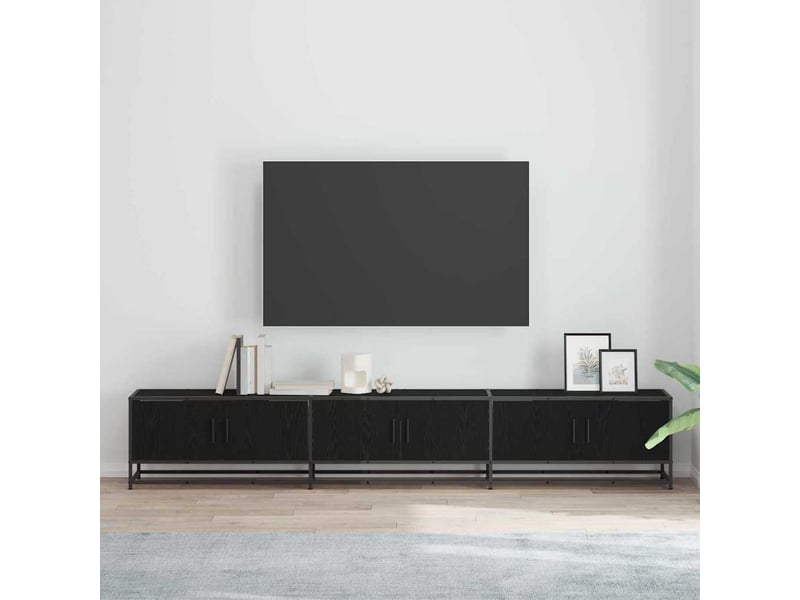  Meuble tv moderne, banc tv 240x35x41 cm chêne noir bois d'ingénierie  - Conforama B