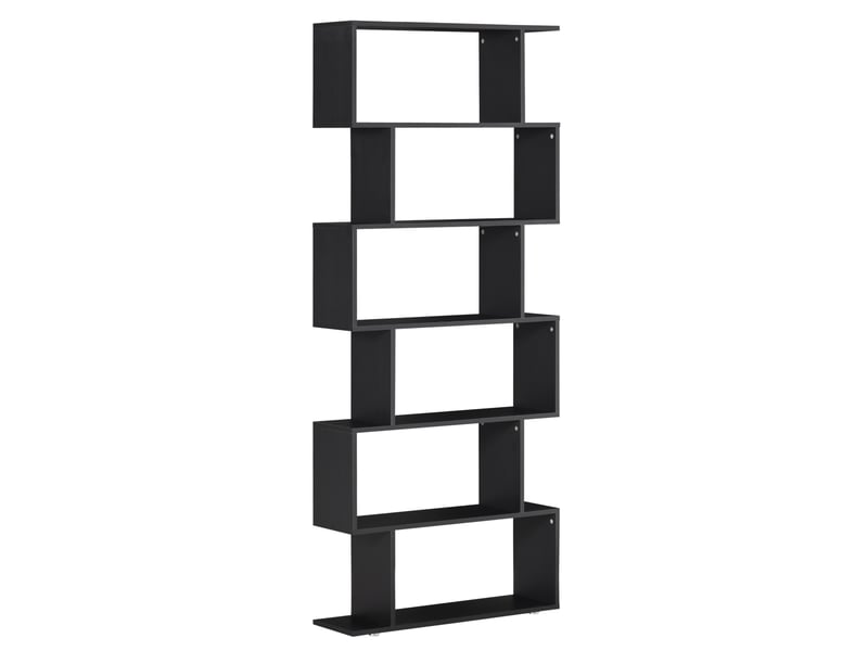  Étagère à 6 niveaux en bois en forme de s, 80 x 24 x 191 cm, étagères noires  - Conforama A