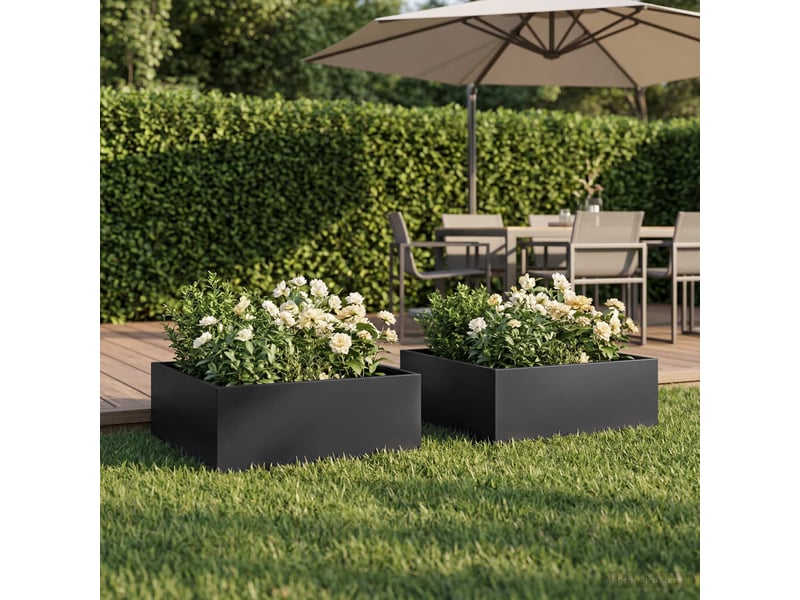  Jardinière - cache-pot de jardin 2 pcs noir 60 x 60 x 20 cm  - Conforama B