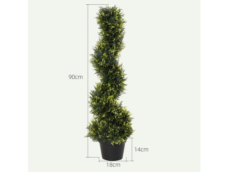 Arbre artificiel spiralé pour intérieur et extérieur en plastique vert avec pot ø18 × 90 cm - Conforama D