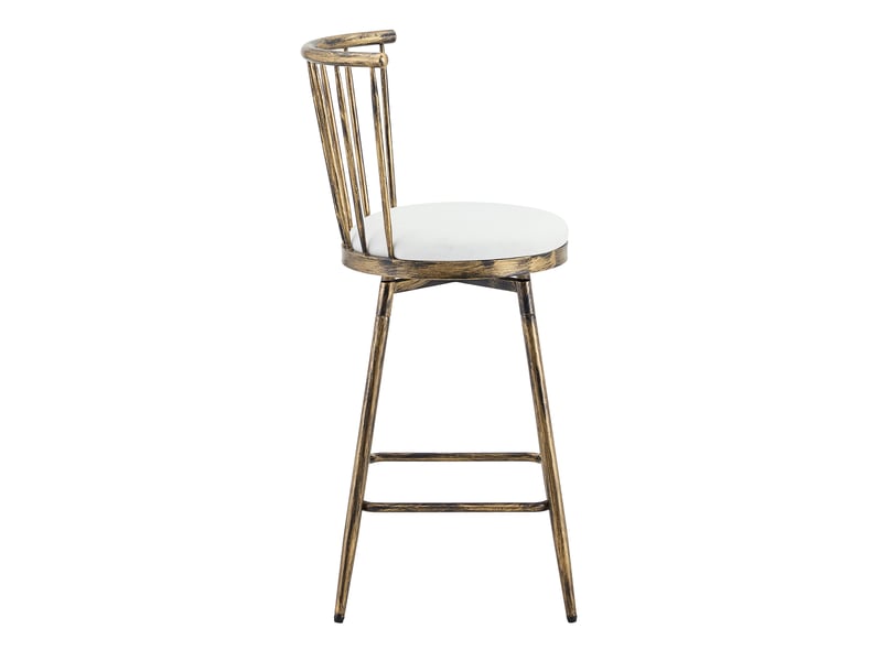  Lot de 2 tabourets de bar,39x39x96 cm,métal et similicuir,marron et blanc  - Conforama D