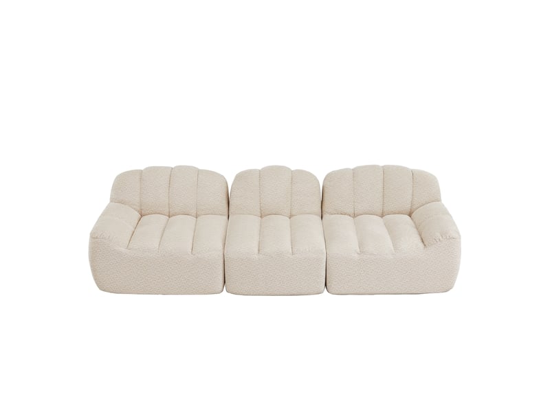  Canapé droit coquille 3 places bouclette beigeblanc – 288 x 104 x 79 cm Fay Lum - Conforama A