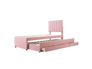 Lit gigogne 90x200 cm KORFEE   coloris rose
