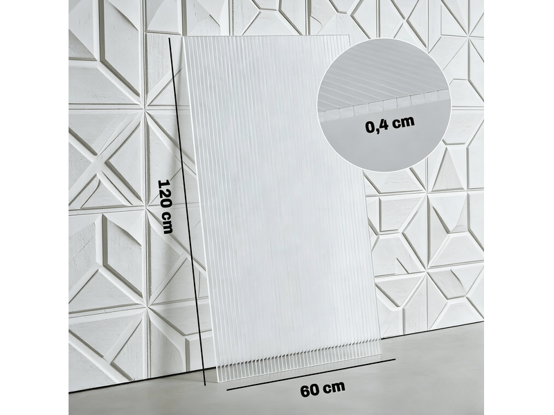 Panneaux en polycarbonate alvéolaire 120 x 60 cm – transparent – lot de 10, anti-uv, épaisseur 4 mm - Conforama D