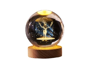 Décoration de noël veilleuse en cristal gravure laser 3d wapiti